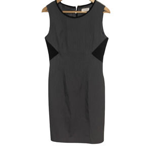 Calvin Klein Sheath Dress Gray Black Fitted Career Workwear Office Dress